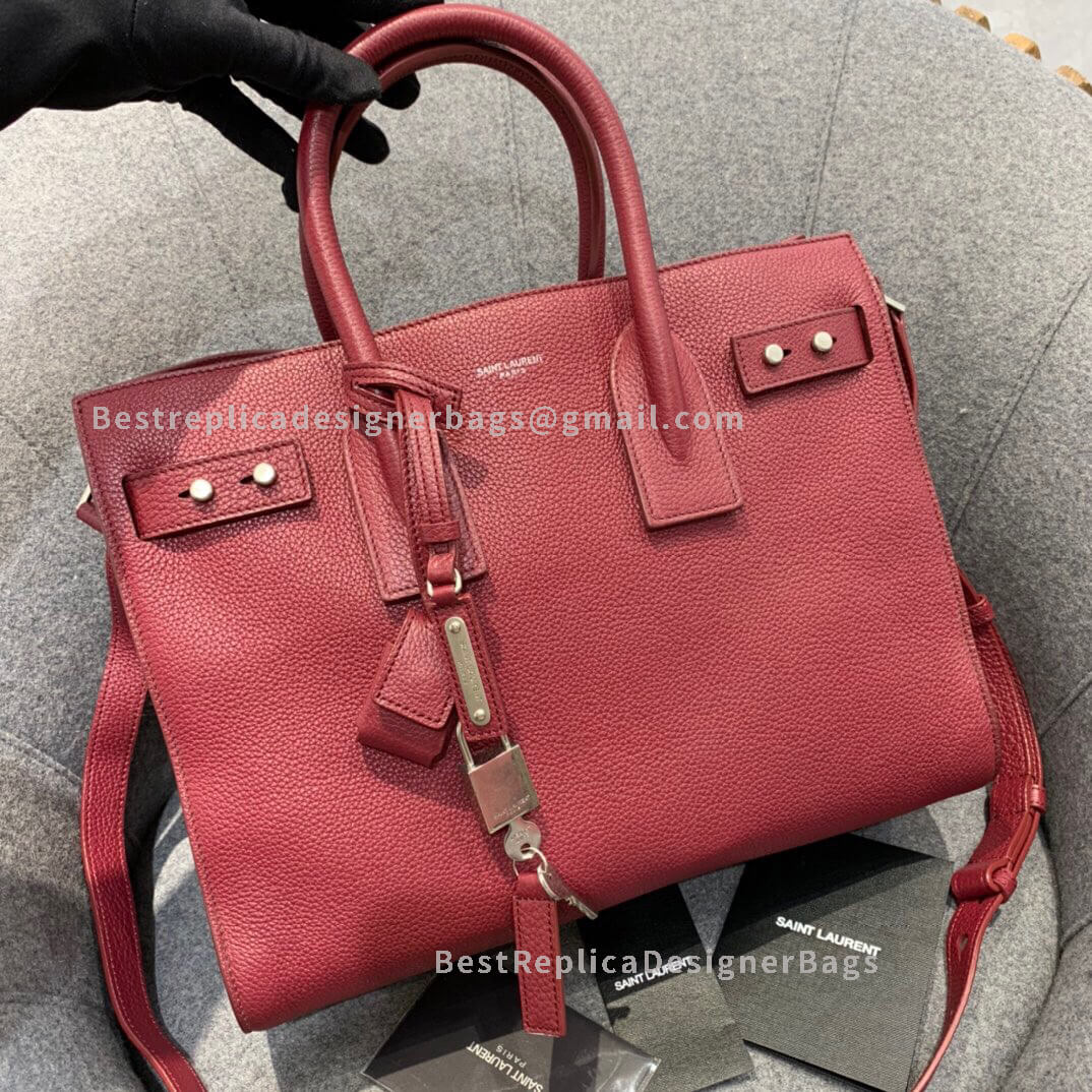 Saint Laurent Classic Sac De Jour Small In Grained Leather Red SHW 464960